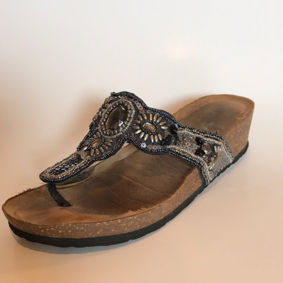 white mountain sequin sandals